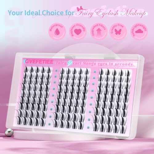 GVEFETIEE Manga Spiky Eyelash Clusters - 10-16mm D Curl