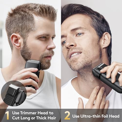 Brightup Electric Foil Shavers for Men - Smooth & Close Electric Razor for Men with Pop Up Trimmer - Wet Dry Shaving/Travel Lock/LED Display/IPX6 Waterproof