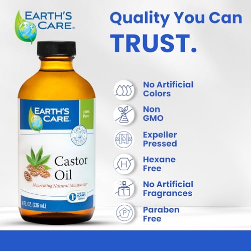 Earth¡¯s Care Castor Oil - 100% Pure Castor Oil Expeller Pressed - All Natural Nourishing Moisturizer - 8 FL OZ