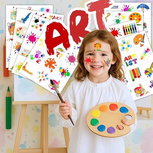 96 Piece Pre-Cut Temporary Tattoos for Kids - Art Party Favors