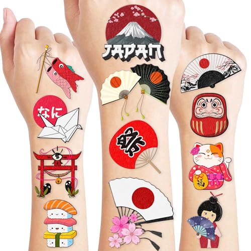 96 PCS Japanese Temporary Tattoos - Pre-Cut Party Favors