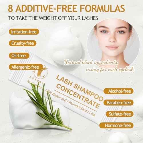 Lash Shampoo Concentrate Unscented Eyelash Cleanser Concentrate Pack 12 Bags Lash Wash Concentrate Foaming DIY Lash Foam Concentrate Eyelash Extensions Shampoo Travel Home Care Eyelash Supplies