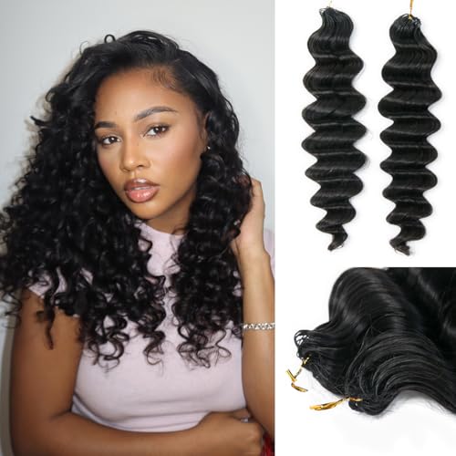 20" Human Crochet Hair Extensions - Knotless Loose Deep Wave