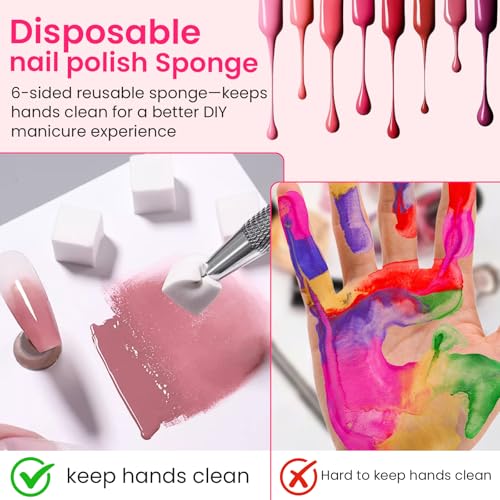White 150 Pcs Nail Sponges with Grabber Pen & Storage Box - Ombre & French Tips