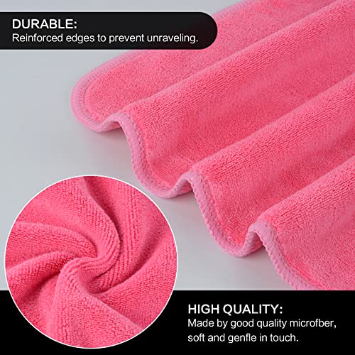 SINLAND Microfiber Facial Cloths Fast Drying Washcloth 12inch x 12inch Dark pink 2 pack