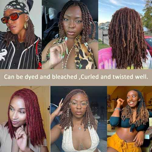 Handmade Human Hair Dreadlocks, 0.6cm/20strands Dreadlock Extension 100% Full Handmade Permanent Dreadlock Extension for Women/Men/Kids Can Be Dyed Bleached 18 inches Color 4#