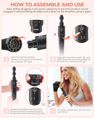 Ohuhu 5-in-1 Curling Wand Set with 5 Ceramic Barrels & Heat Glove