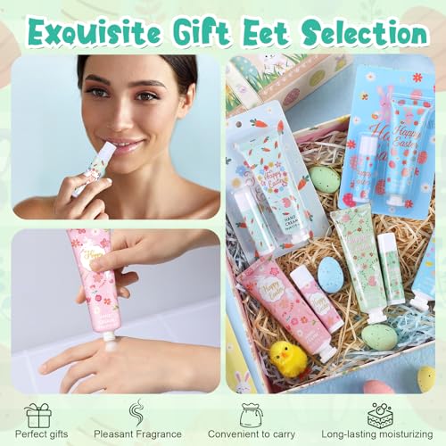 Loopeer 36 Sets Easter Gifts Bulk Easter Basket Stuffers Party Favors for Adults with Hand Cream and Lip Balm Travel Size Lotion Sets for Coworkers Employees Women Spring Goodie Bag Fillers