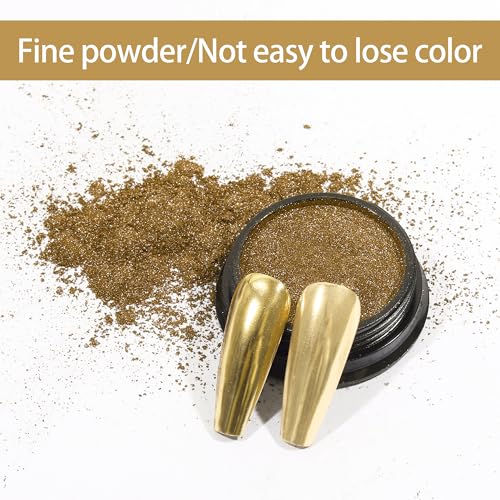 Artdone Chrome Nail Powder Light Gold Mirror Effect Gel Nail Pigment - 1 Jar