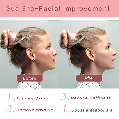Gua Sha Facial Tools 2 Pack, Guasha Tool for Face & Eye Gua Sha Stone for Puffiness Reducing & Jawline Sculpting Face Stone Gua Sha Tools for Skin Care GuaSha Stone Tool, Pink and Green