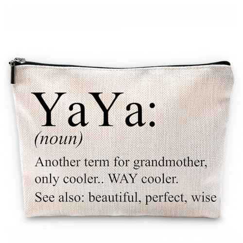 Sufamb Yaya Makeup Bag - Grandma's Birthday & Mother's Day Gift - Small Cosmetic Pouch for Purse