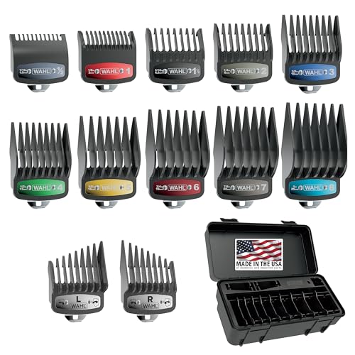 Wahl Secure-Snap Colored Clipper Guards 12-Piece Set w/ Caddy