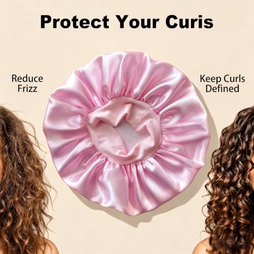 Extra Large Silk Bonnet 4 Pack for Curly Hair - No Slip Design