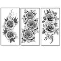 Temporary Tattoo 3 Sheets LargeTemporary Tattoo for Men Women Adults Waterproof Friction Resistant Low Reflective Lasts 5-7 day Theam Blooming roses