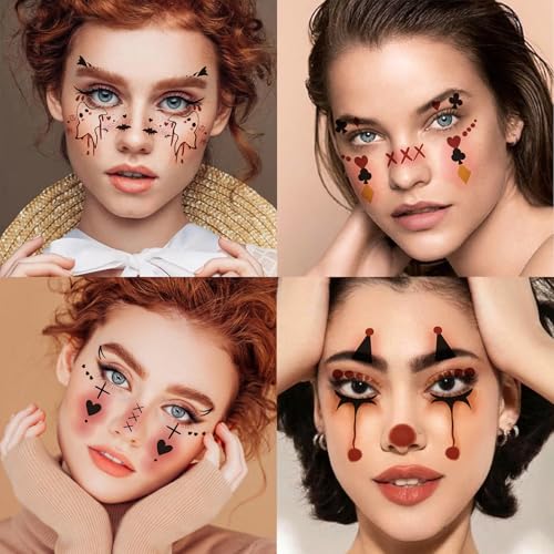 Halloween Temporary Face Tattoo Stickers - 10 Sheets