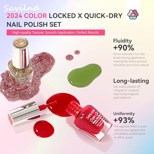 SAVILAND 42PCS Gel Nail Polish Kit: 32 Colors Fall Gel Polish Set Brown Black Glitter Soak Off U V Gel Polish with PH Bond Base Top Matte & Glossy Polish Coat Manicure Kit for Salon Women