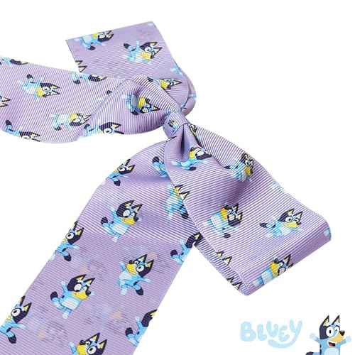 LUV HER Bluey Hair Bows For Girls - One Large Printed Hair Bow Featuring your Favorite Bluey Characters - Alligator Clip - Large Bows for Daily Styling or Special Occasions, Ages 3+
