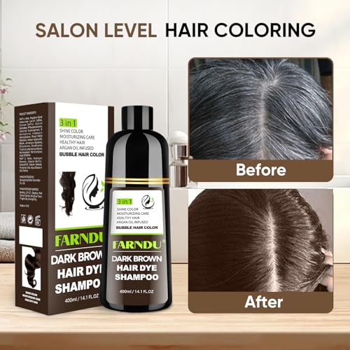 Dark Brown Hair Dye Shampoo for Grey Hair Coverage