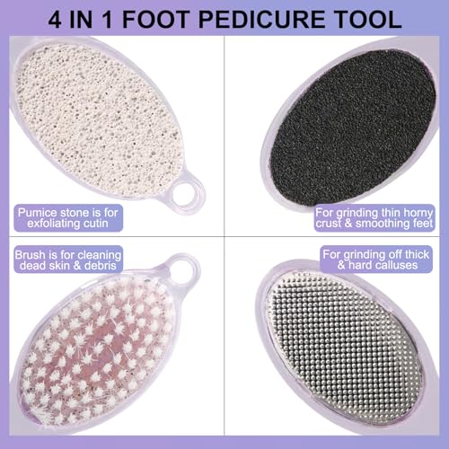 4-in-1 Foot Scrubber & Pumice Stone Pedicure Tool for Callus Removal - 2 Pack