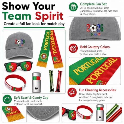 Portugal World Cup 2026 Fan Gear Set - 7 Piece