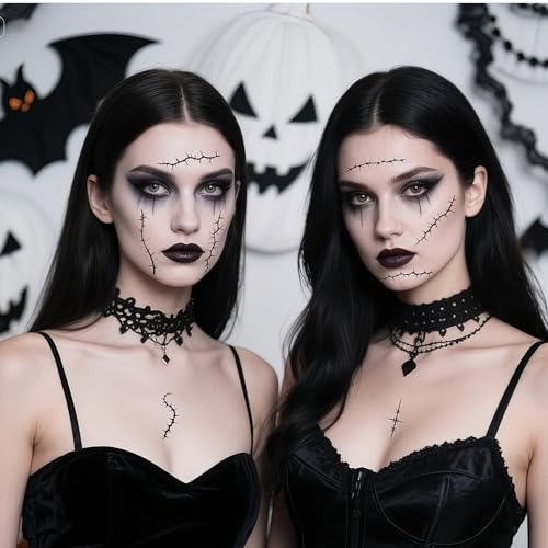 Halloween Temporary Tattoo Stickers - Realistic Scar Design (8 Sheets)