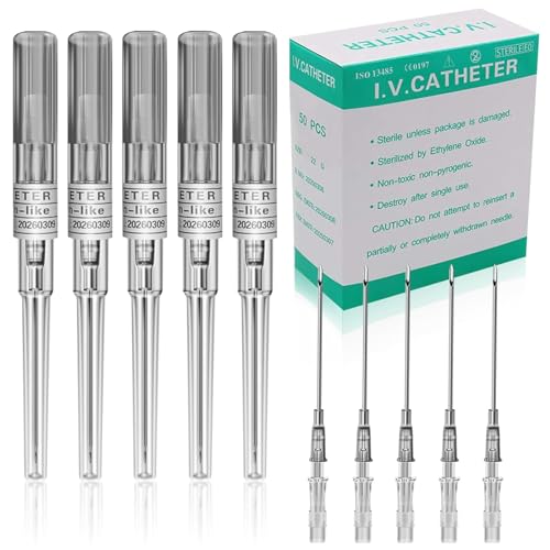 16G Catheter Piercing Needles – 50pcs Kit for Ear, Nose, Lip, and Belly Piercing