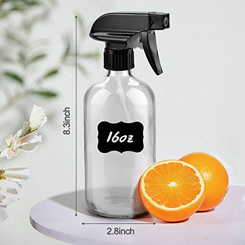 16oz Glass Spray Bottles with Adjustable Nozzle - Refillable