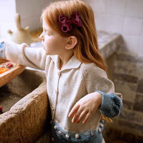 Dark Red Velvet Ribbon Hair Bows 12pcs 3¡± Small Burgundy Dressy Bow Alligator Clips School Uniform Decor Accessories for Teen Toddler Girls Women Christmas Valentines Xmas Gift