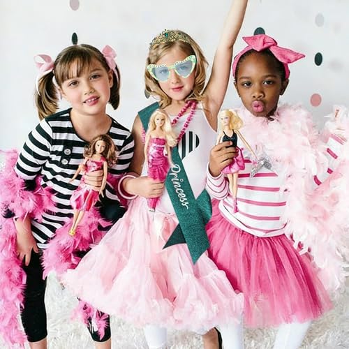 Green Birthday Princess Tiara Crown & Sash Set for Women Girls