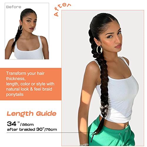 SEIKEA Braided Ponytail Extension 26" Synthetic Hair Black