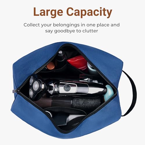 Elviros Travel Toiletry Bag Large Navy Blue Hanging Dopp Kit