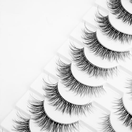Natural Wispy Cat Eye Lashes | 13mm Clear Band | 10 Pairs
