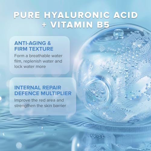 Hyaluronic Acid Serum with Vitamin B5 - Intense Hydration, Anti-Aging, Non-Greasy, Paraben Free, Face Serum - 2oz