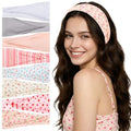 8 Pack Pink Floral & Stripe Headbands for Girls - Non-Slip