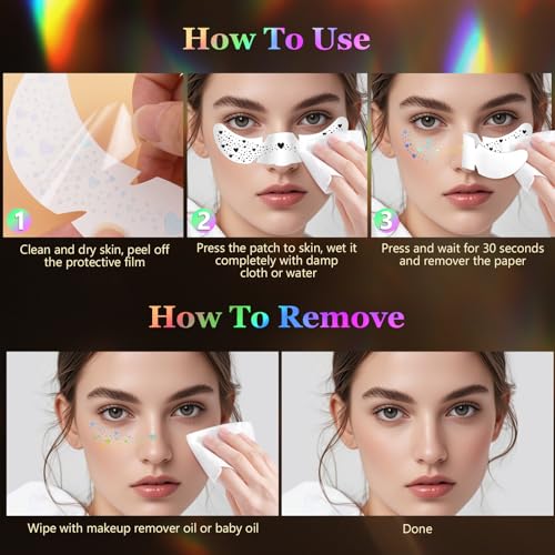 HyperFun Glitter Freckles Stickers - 12 Pack Waterproof Face Gems
