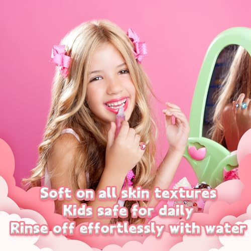 Kids Lip Gloss Set, 14 Shimmer Colors, Non-Toxic, Fruit Scented