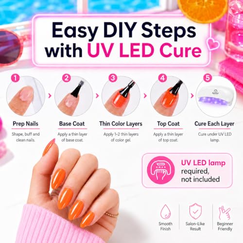 Beetles Neon Gel Nail Polish Set - 23 Pcs Rainbow Kit with Base & Top Coat