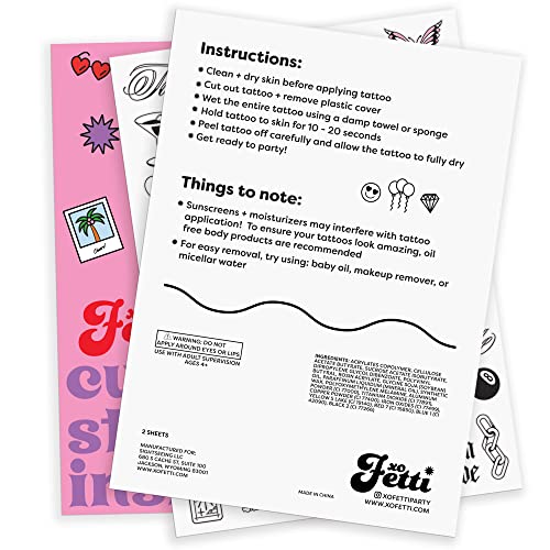 xo, Fetti Bachelorette Temporary Tattoos - 100 Designs