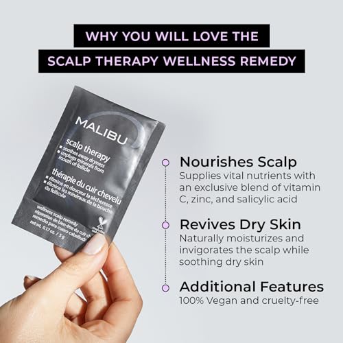 Malibu C Scalp Therapy Wellness Remedy 3 Pack - Dry Scalp Moisturizer with Vitamin C & Zinc