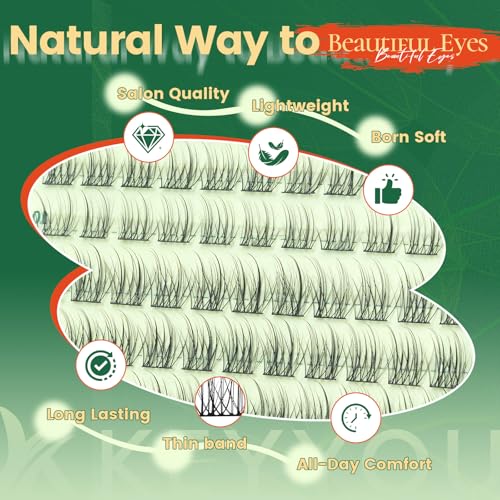 KEYYOU Lash Clusters Natural 8-16mm C Curl Wispy 144pcs