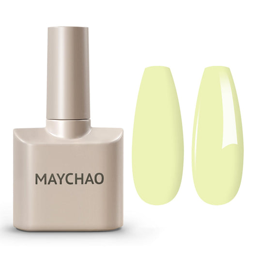 MAYCHAO 15ML Maize Gel Nail Polish 1Pc Pastel Yellow Gel Polish Soak Off UV LED Nail Polish Nail Art Starter Manicure Salon DIY at Home, 0.5 OZ