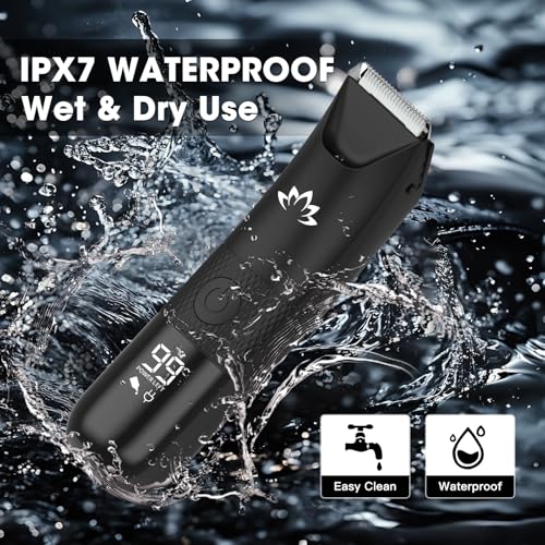 RESUXI Manscape Ball Trimmer for Men,Body& Pubic Hair Trimmer and Groin Hair Shaver, Bikini Trimmer Women,Smooth Shaving, Lightweight with Travel Lock, IPX7 Waterproof Wet/Dry Shaving, LED Display
