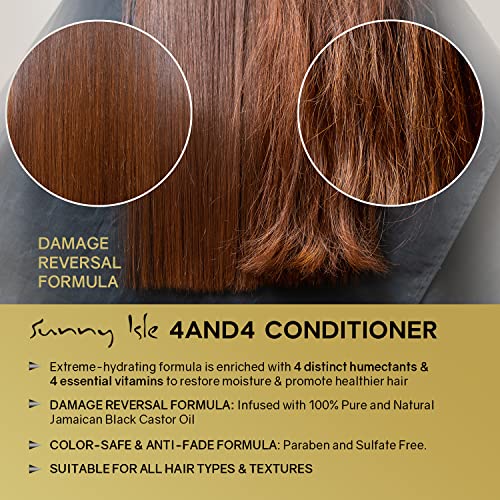 Sunny Isle 4AND4 Conditioner 1 Gallon | Professional Grade Formula | Paraben & Sulfate Free | 4 Distinct Humectants & 4 Essential Vitamins | For Dry Brittle Hair