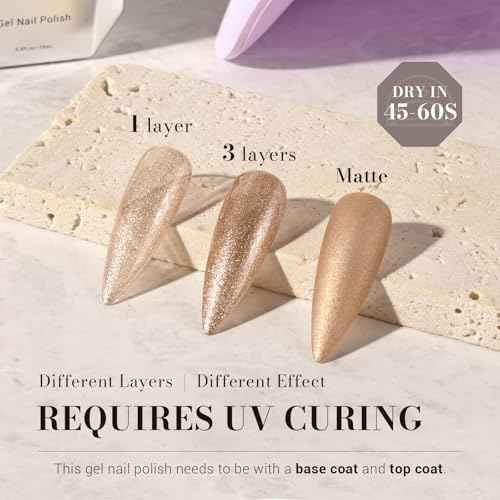 MelodySusie Sparkle Gold Gel Nail Polish,0.5fl oz Nails Soak Off UV LED Champagne Glitter Gel Polish Gift for Women Nail Art Manicure Salon DIY Nail Design Decoration at Home-z159-A2060