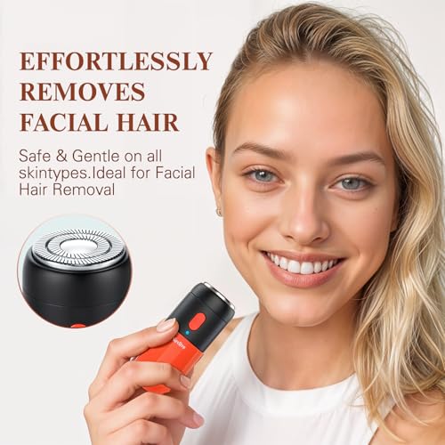2-in-1 Facial Hair Remover & Nose Trimmer for Women and Men ? USB-C Rechargeable Mini Electric Shaver, Waterproof, Dual-Edge Stainless Steel Blades, Painless Hair Removal for Face, Nose, and Body