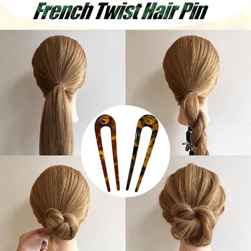 2 PCS Prestige French Hair Pin for Women, Acetate Twist Updos