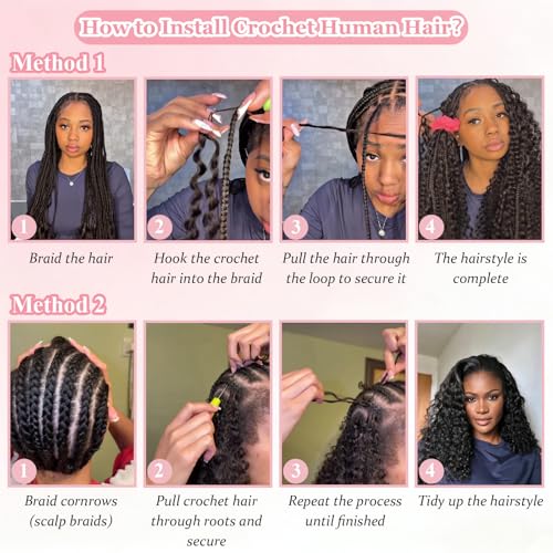 Mslily Burmese Curly Crochet Human Hair 24in 120g Natural Black - Miracle Knots