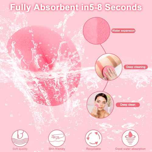 HOFASON 100 Pieces Compressed Facial Sponge for Esthetician Supplies Individually Wrapped Makeup Removal Sponge Pads, Exfoliating Face Wash Sponge Disposable for Women Cleansing Spa Beauty Supplies