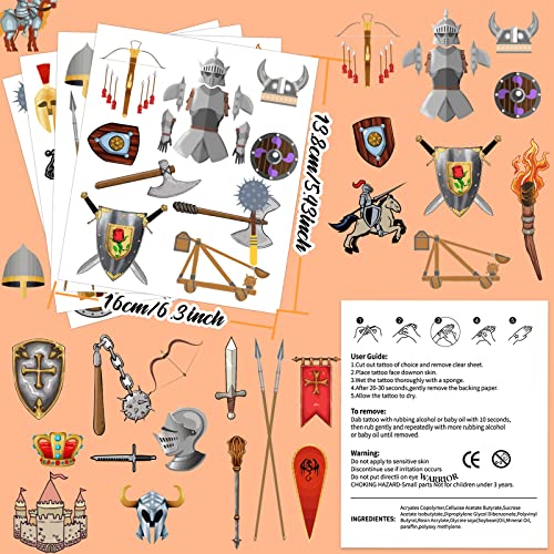 Medieval Castle Temporary Tattoos 20 Sheets 220 Pieces