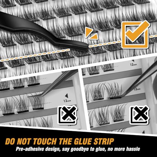Self-Adhesive Eyelash Clusters Kit - 156 PCS Pre-Glued Lashes